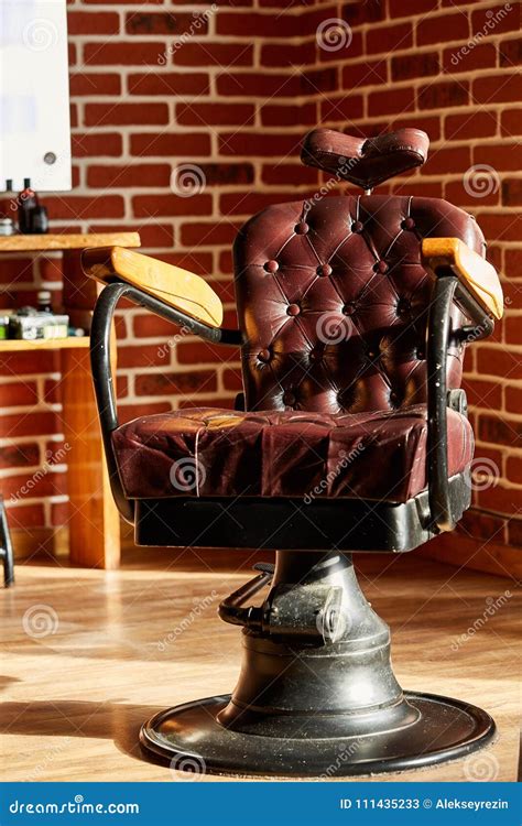 Retro Leather Chair Barber Shop in Vintage Style. Barbershop Theme ...