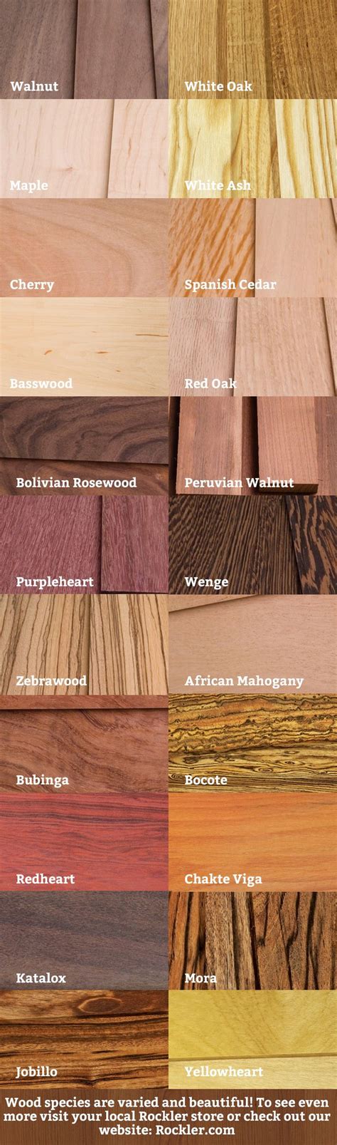 A Visual Guide to Wood Species: To see more visit a local Rockler store or visit us online at ...