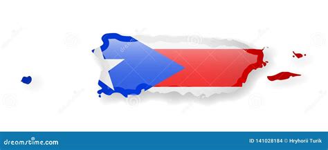 Puerto Rico Flag and Outline of the Country on a White Background Stock ...