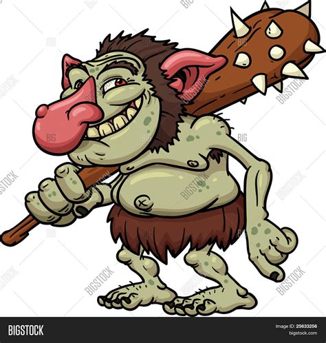 Cartoon Troll Holding Club. Vector Vector & Photo | Bigstock