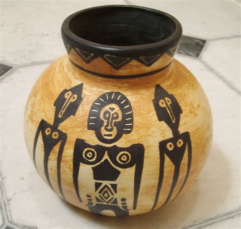 Hand-painted Artist Signed Pottery Andres S. African Tribal