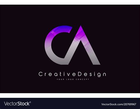 Ca letter logo design purple texture creative Vector Image