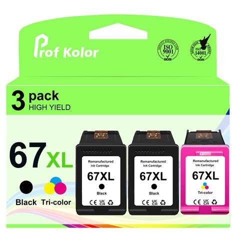 3-Pack 67xl 67 Ink Cartridges for HP 67 Ink Cartridges Printer Ink HP 67xl for HP Deskjet 2700 ...