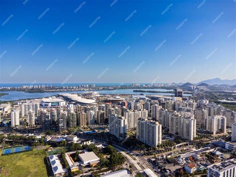 Premium Photo | Aerial view of the Rock in Rio 2022 music festival at Barra da Tijuca Olympic ...