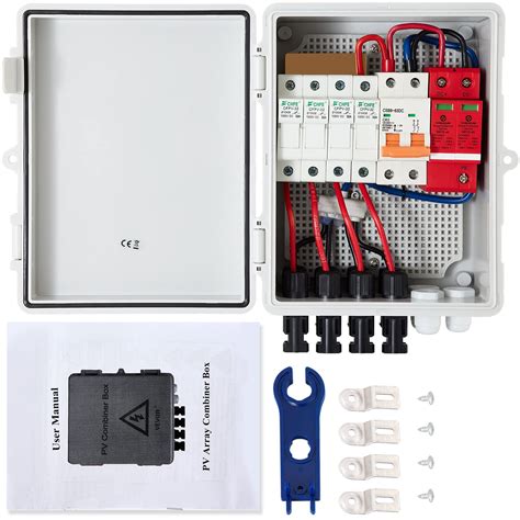 Buy VEVOR PV Combiner Box, 4 String with 15A Rated Current Fuse, 63A Circuit Breaker, Lightning ...