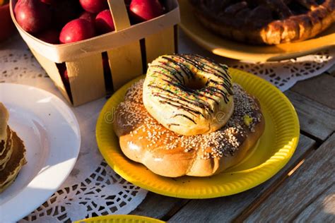 Picnic in the Backyard on a Sunny Day Stock Image - Image of bread, cooking: 75841455