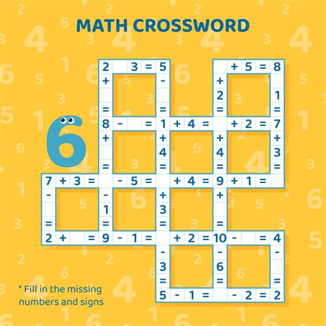 Math Crossword puzzle for kids. Addition and subtraction. Counting up ...