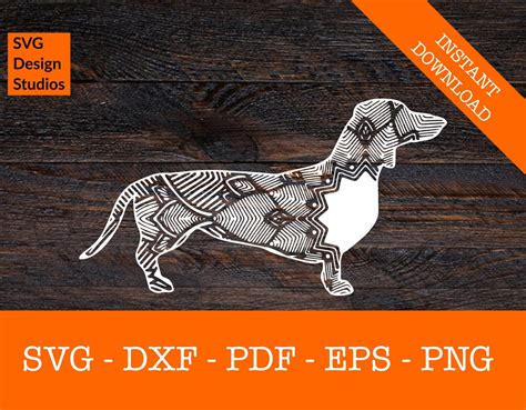 Zentangle Dachshund Wiener Dog Mandala Shape - SVG Cut File - DXF - Cricut - Clipart - Vinyl Die ...