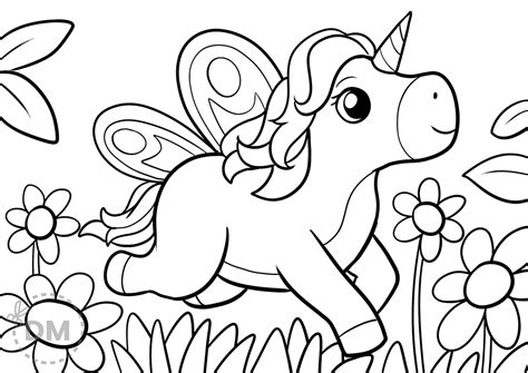 Unicorn With Wings Fairy Coloring Page - diy-magazine.com