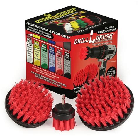 Stiff Bristle Nylon Round Scrub Brush Cordless Drill Powered 3 Brush Kit by Drillbrush - Walmart ...