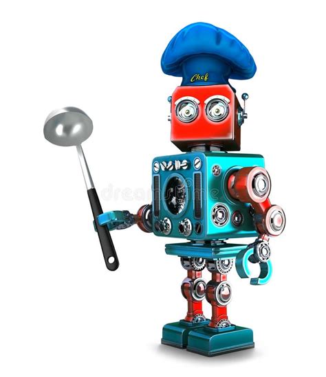 Robot Chef Reading Cookbook. 3D Illustration. Isolated. Contains Clipping Path Stock ...