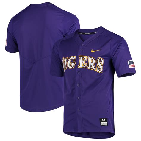 Men's Nike Purple LSU Tigers Vapor Untouchable Elite Full-Button Replica Baseball Jersey