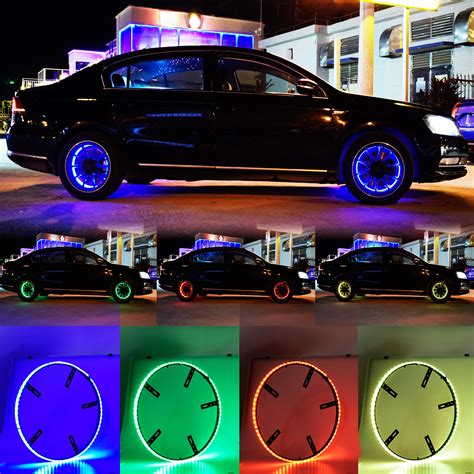 LED Wheel Light 4x Rings RGB Multi-color with Chasing Effect