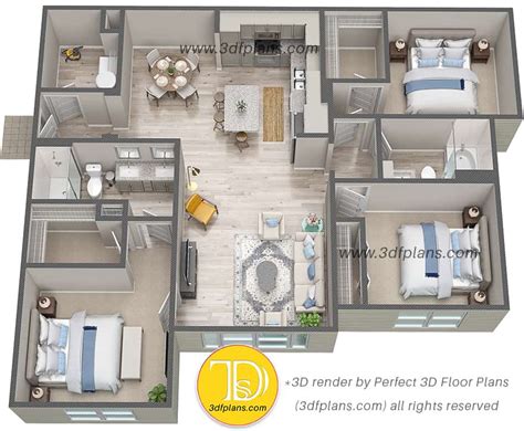 3D Floor Plans of Luxury Apartments in St. Johns, Florida - 3D Floor Plans