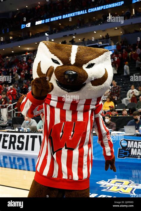 March 18, 2022: Wisconsin Badgers mascot Bucky Badger signaling '#1 ...