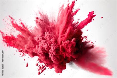 Red powder explosion against a white background, isolated. Generative AI Stock Illustration ...