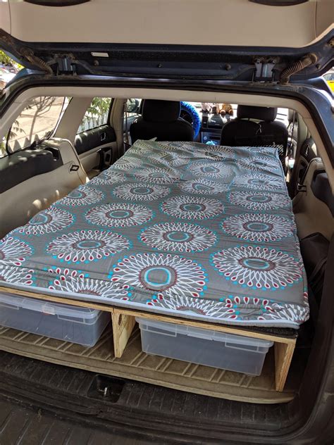 Im not a fan of tents to I built this bed platform for my Subaru Outback. First trip of the ...