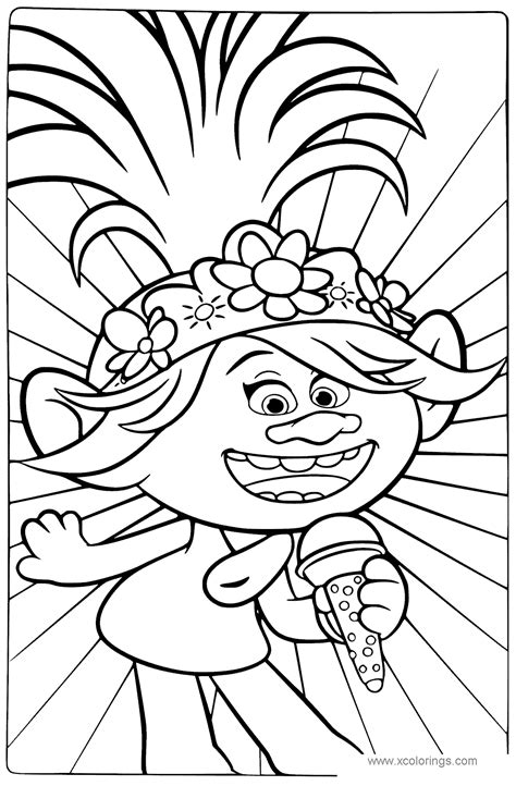 Poppy from Trolls World Tour Coloring Pages - XColorings.com