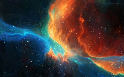 space, Stars, TylerCreatesWorlds, Space Art, Nebula, Orange Wallpapers HD / Desktop and Mobile ...