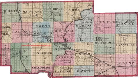 Ogle County, Illinois 1870 Map | County map, Illinois, Map