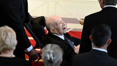 Jimmy Carter arrives in wheelchair to wife Rosalynn's Atlanta funeral as former First Ladies ...