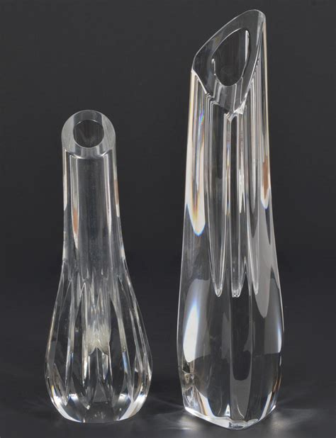 Lot - 2 Baccarat French Crystal Bud vases