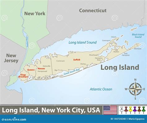 Long Island Map Cartoon Vector | CartoonDealer.com #78001625