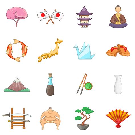 Japan Style Vector Design Images, Japan Icons Set Cartoon Style, Style Icons, Cartoon Icons ...