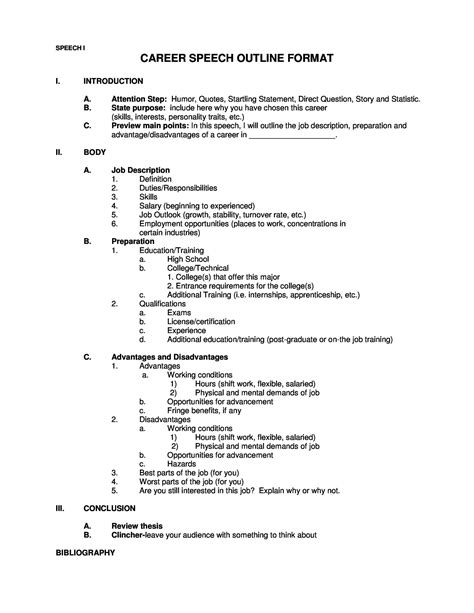 Write Informative Speech Outline - Informative Speech outline template