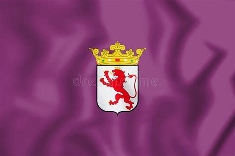 Leon Province Of Spain Flag Waving Isolated On White Background ...