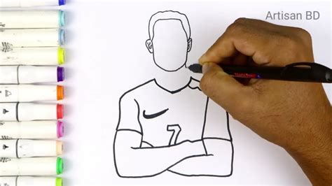 Drawing of Sketches Cristiano Ronaldo | Ronaldo easy Marker Step by ...