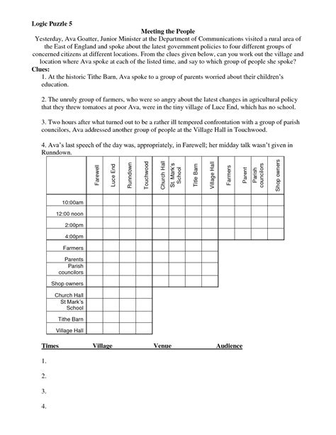 Logic Puzzles Easy Printable