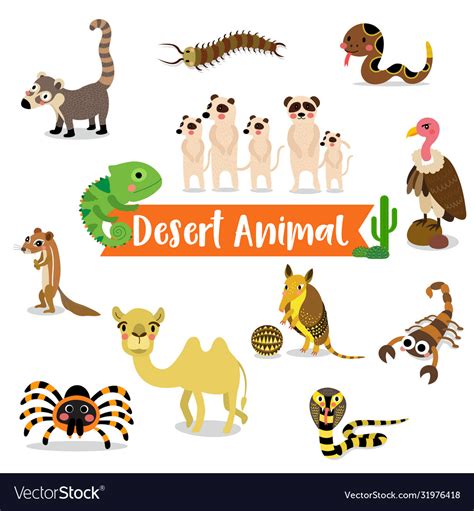 Desert animal cartoon on white background Vector Image