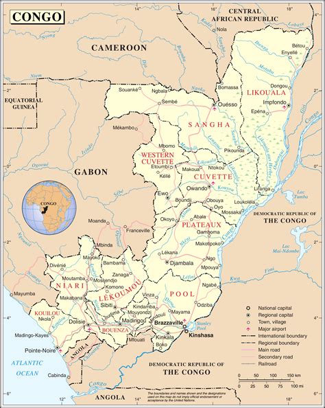 Map of Republic of Congo (Political Map) : Worldofmaps.net - online Maps and Travel Information