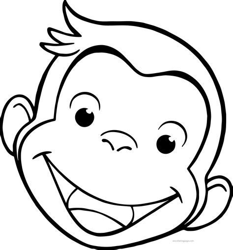 cool George Monkey Face Coloring Page | Funny face drawings, Monkey coloring pages, Coloring pages