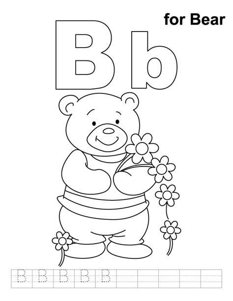 B For Bear Coloring Page Coloring Pages