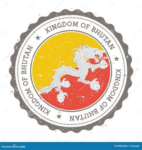 Grunge Rubber Stamp with Bhutan Flag. Stock Vector - Illustration of grain, bhutanese: 99856985