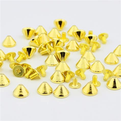 50sets-9x6mm-Golden-Bucket-Bullet-Rivets-For-Leather-Studs-and-Spikes ...