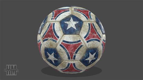 Red-Blue-and-White Leather Soccer Ball Worn - Buy Royalty Free 3D model by HighresModels ...