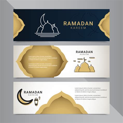 Ramadan banner design template. Golden islamic ornament 3683383 Vector ...