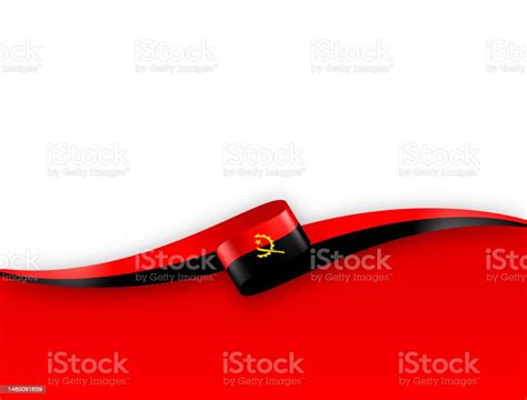 Angola Flag Ribbon Angolan Flag Long Banner On Background Template ...