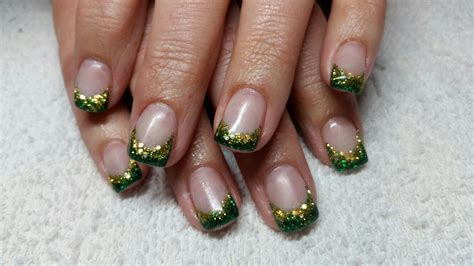 St. Partick's Day green and gold nails | Gold nails, Acrylic nail designs, Nail art designs