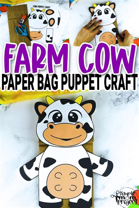 Cow Paper Bag Puppet Craft Template | ubicaciondepersonas.cdmx.gob.mx