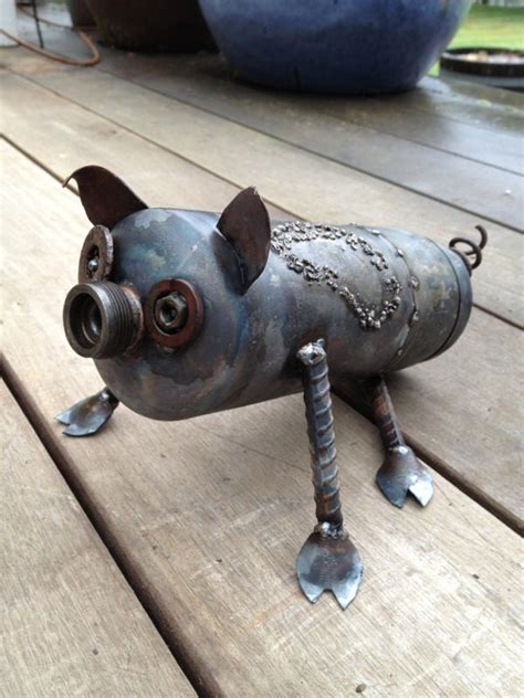 Scrap Metal Pig Garden Art by TheMetalwerks on Etsy