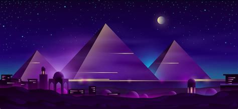 Free Vector | Egyptian pyramids night landscape cartoon