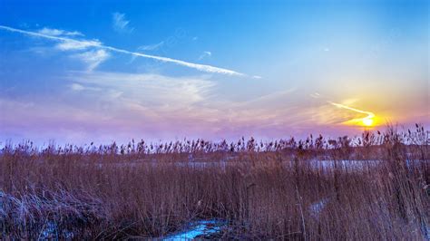 Inner Mongolia Winter Sunset Landscape Photography Map Background And ...