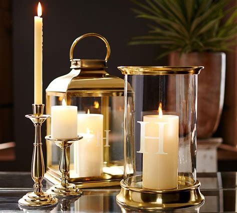 Arlington Glass + Brass Hurricanes | Pottery Barn AU | Decoración de unas, Velas decoradas ...