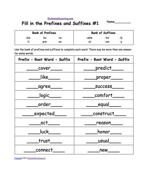 Free Printable Prefix And Suffix Worksheets