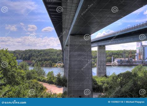 Different Views at the Big Kiel Canal Bridge in Northern Germany Stock ...