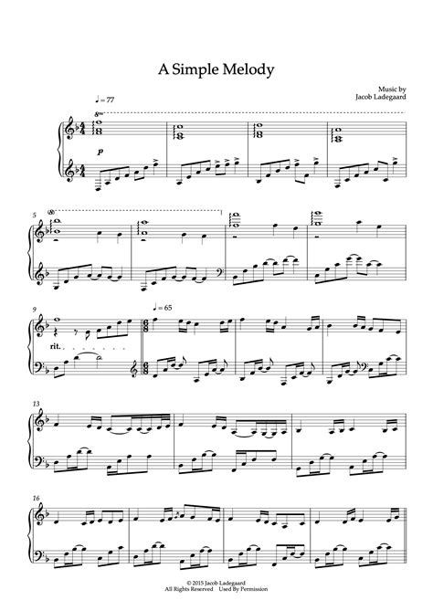 A Simple Melody - Sheet Music - Jacob's Piano